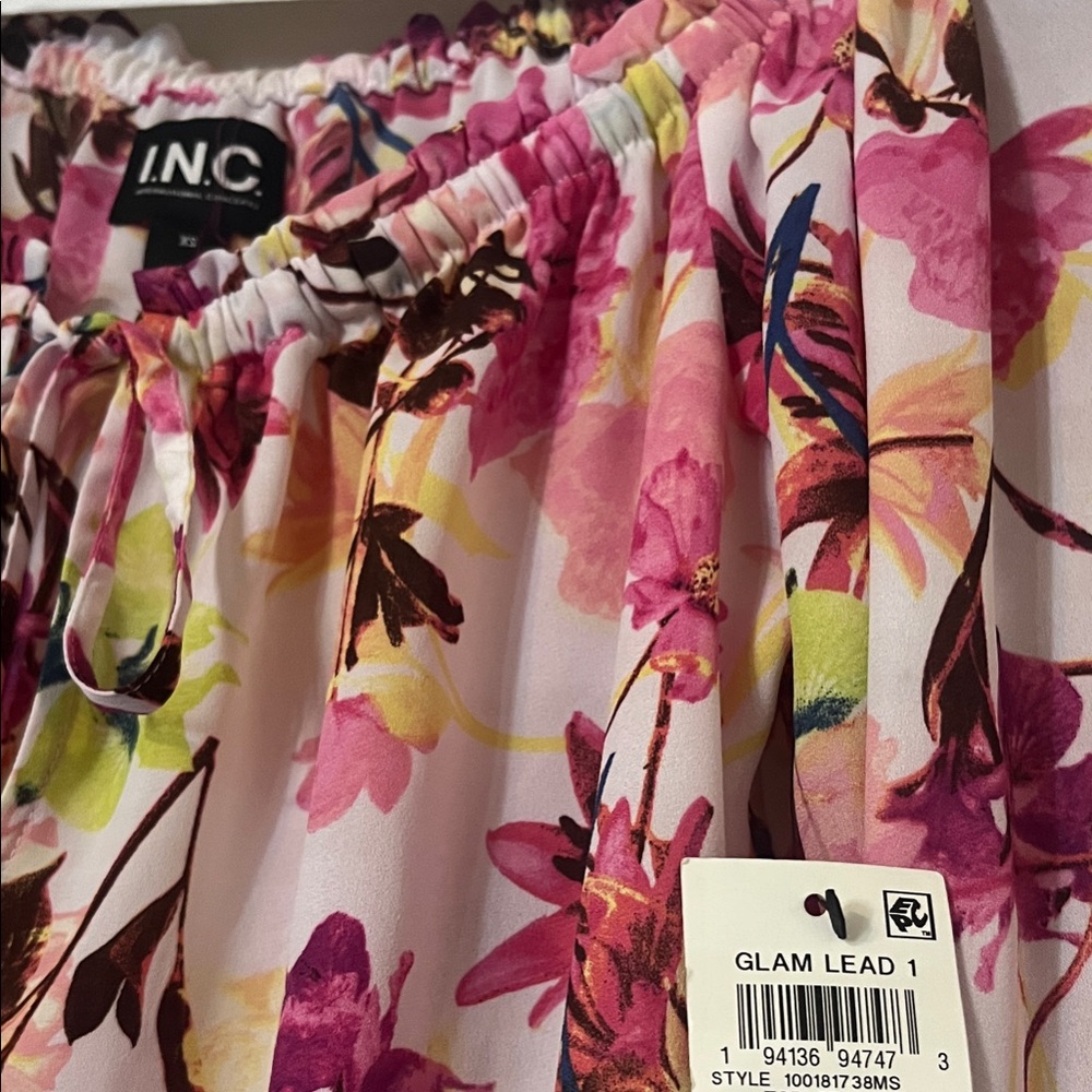INC International Concepts Floral Pink Peasant Blouse - Picture 7 of 9